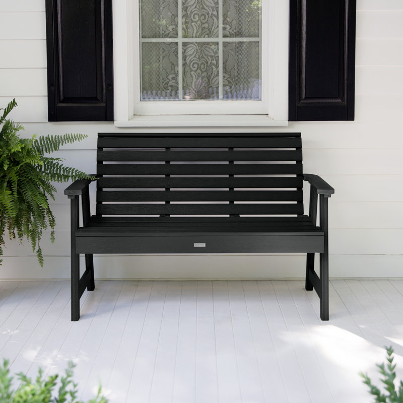 Banc de jardin en plastique Midwest, H 32 po x l 52 po x P 25 po, Noir, noir, noir, noir