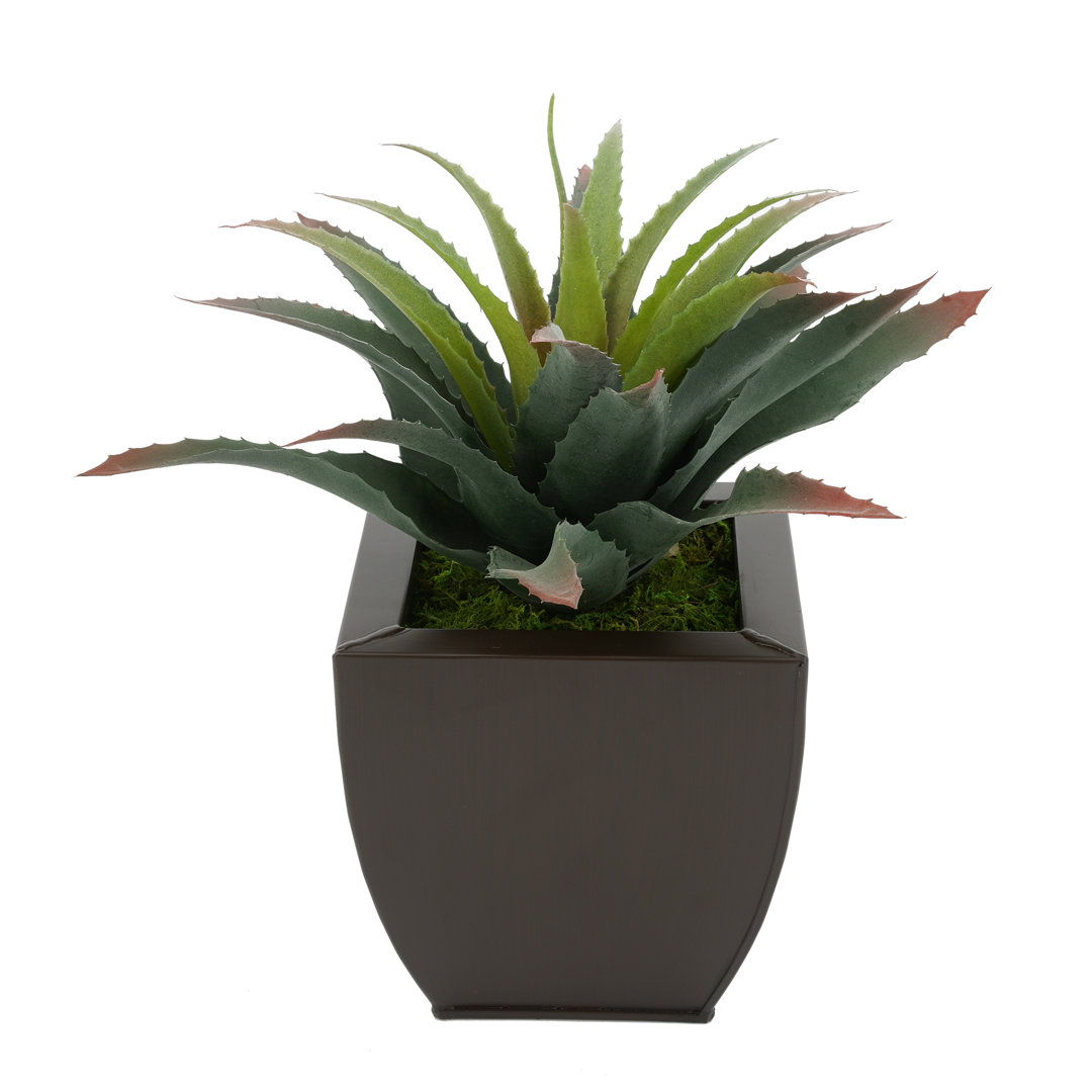 13'' Faux Succulent Plant in Metal Pot Latitude Run® Base