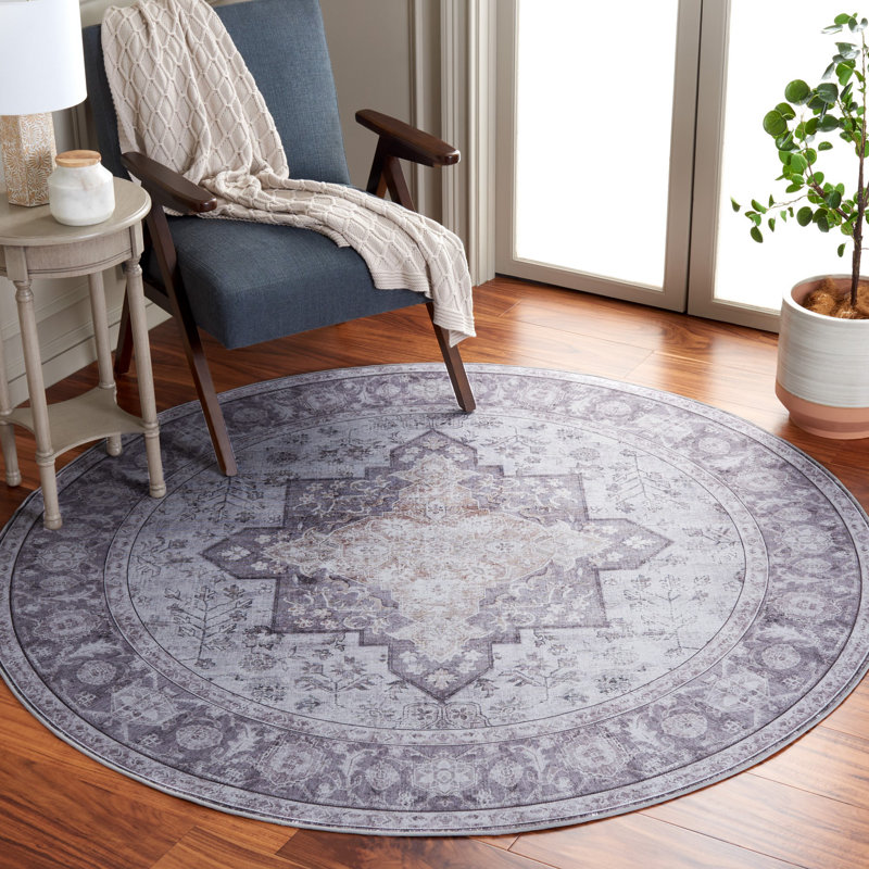 Maelina Performance Machine Washable Oriental Rug, Round 6'