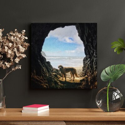 Adult Golden Labrador Retriever Inside Cave Near Body Of Water - 1 Piece Rectangle Graphic Art Print On Wrapped Canvas -  Rosecliff Heights, 1B2DB8F353F44A80905391E6441B680D