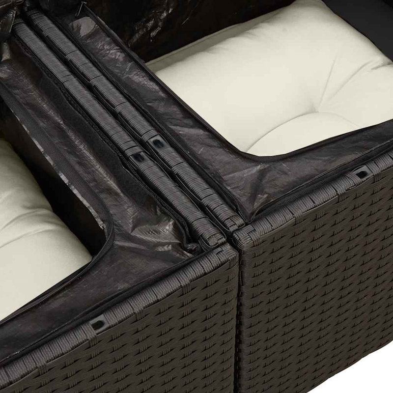 Ensemble de canapé de jardin vidaXL noir, blanc crème