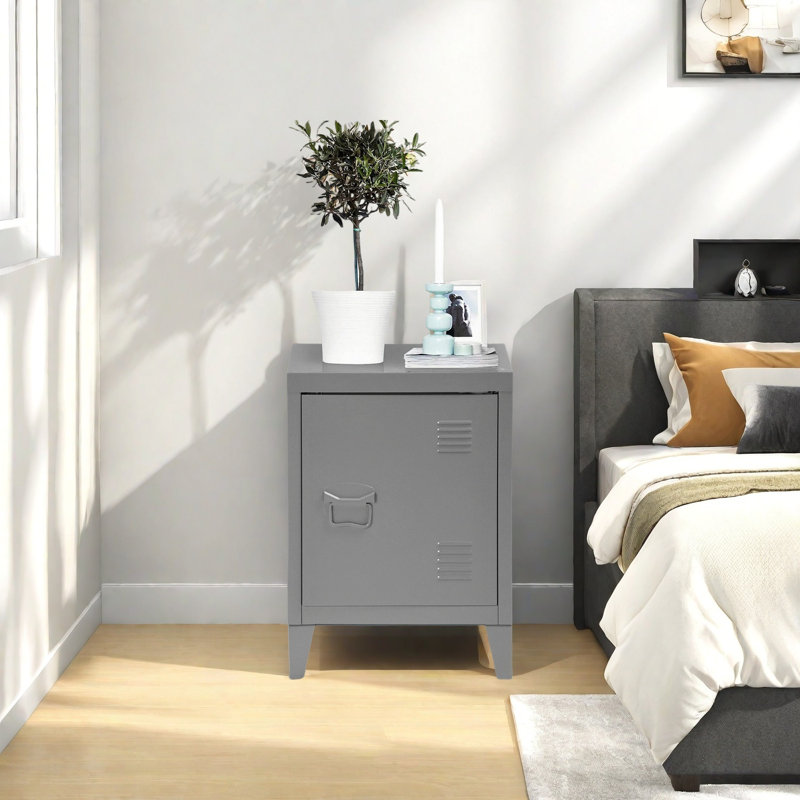 Stonyford Steel 1 - Door Rectangle Accent Cabinet, Grey