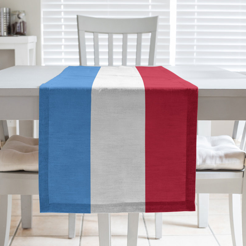 New Orleans Football Stripes Table Runner, 90" x 16", Polyester, Houston Throwback Football Blue/Red/White