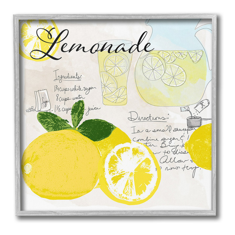 Recette de limonade d'été, estampe numérique encadrée par Daniela Santiago, Gris, H 24 po x l 24 po