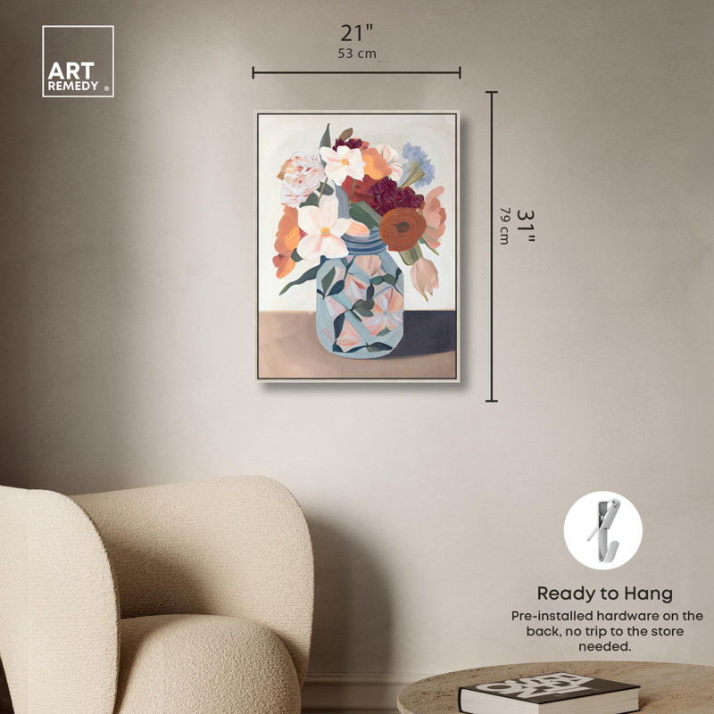 Art floral Bouquet de Primavera, H 16 po x l 11 po, Cadre argenté