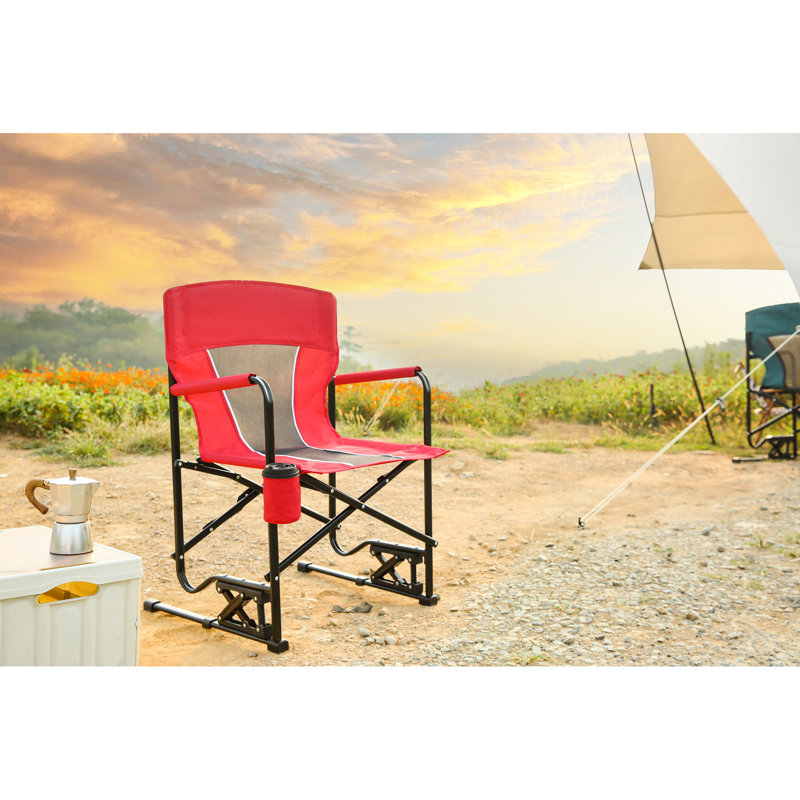 Outdoor Chair With Rocking Motion - Red, For Relaxing In Garden Portable Seat , Outdoors, Red