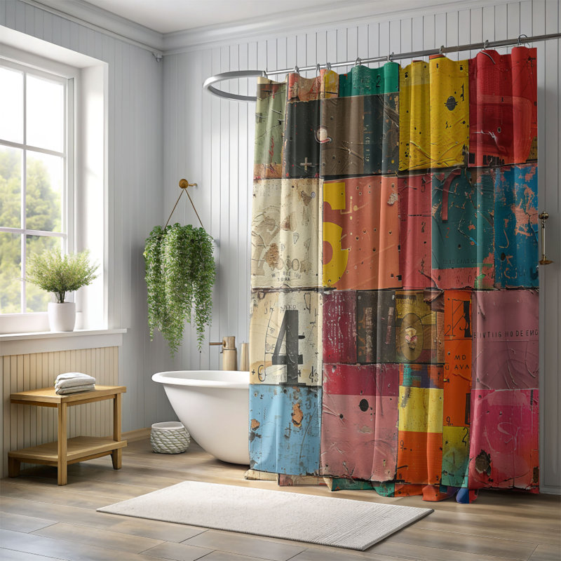 Joyful Mix - Rideau de douche Premium, H 74 po x l 71 po