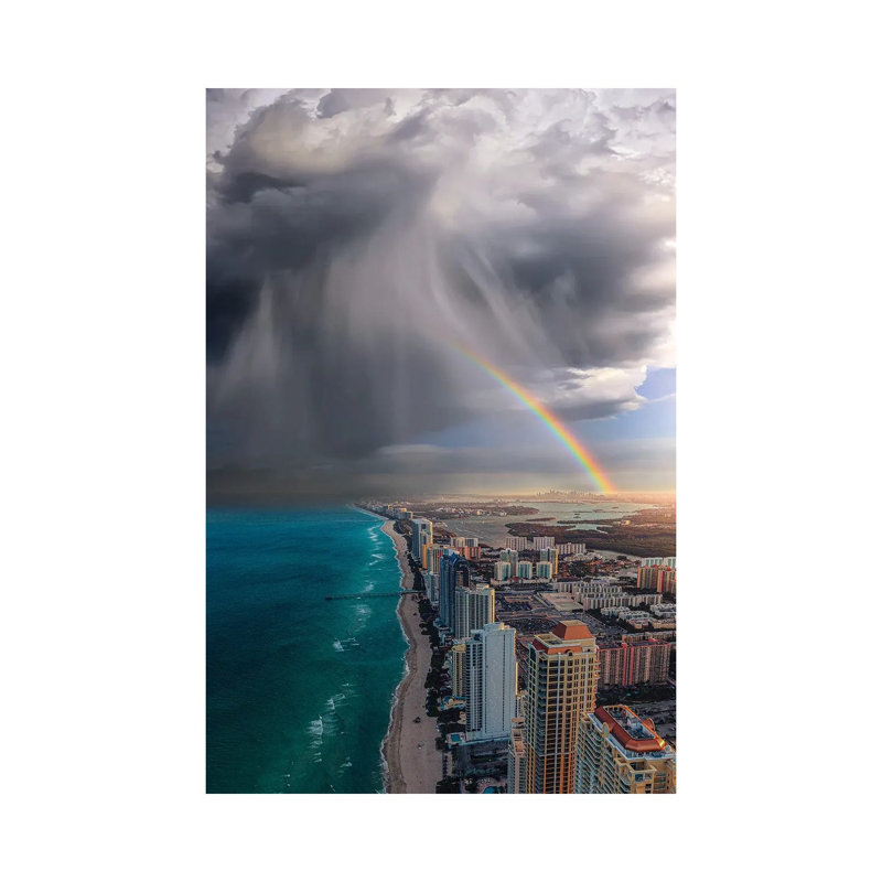Rainbow Over Miami 1 Piece Wrapped Canvas Wall Art, 66.04 cm H x 45.72 cm W x 1.91 cm D