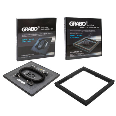 GRABO HighFlow Suction Plate 400 and Smart Cut Foam Seal Kit for Vacuum Lifter, 16 x 16 in, 242 lb Capacity