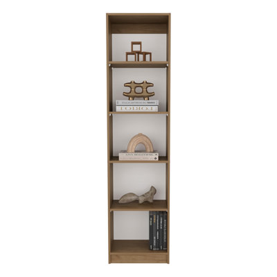 Home Slim Design Bookcase With 5-Tier Shelves, Natural Oak