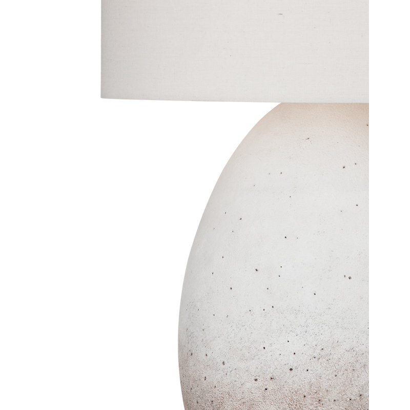 Calder Cream & Mauve Urn Table Lamp with Beige Linen Drum Shade, Boho