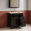Meuble-lavabo autoportant avec comptoir en céramique, tiroir de rangement escamotable, tablette réglable et support de porte-133423066