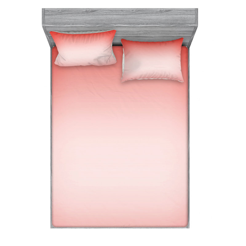 Microfiber Ombre Sheet Set, Queen Sheet Set with 2 Pillowcases, Coral Ombre