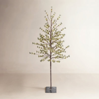 5-Foot Tall Electric Icy Pine Tree With 96 Warm White Led Lights
