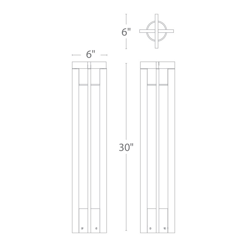 Chamber LED Bollard Light, 12, 2700K, Black on Aluminum