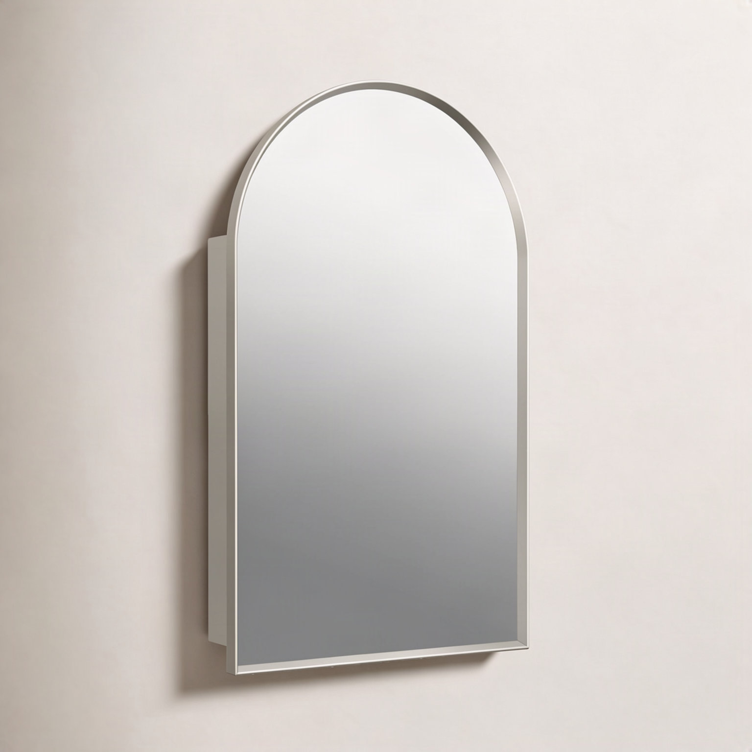 Framed Arched Medicine Cabinet, Brushed Nickel