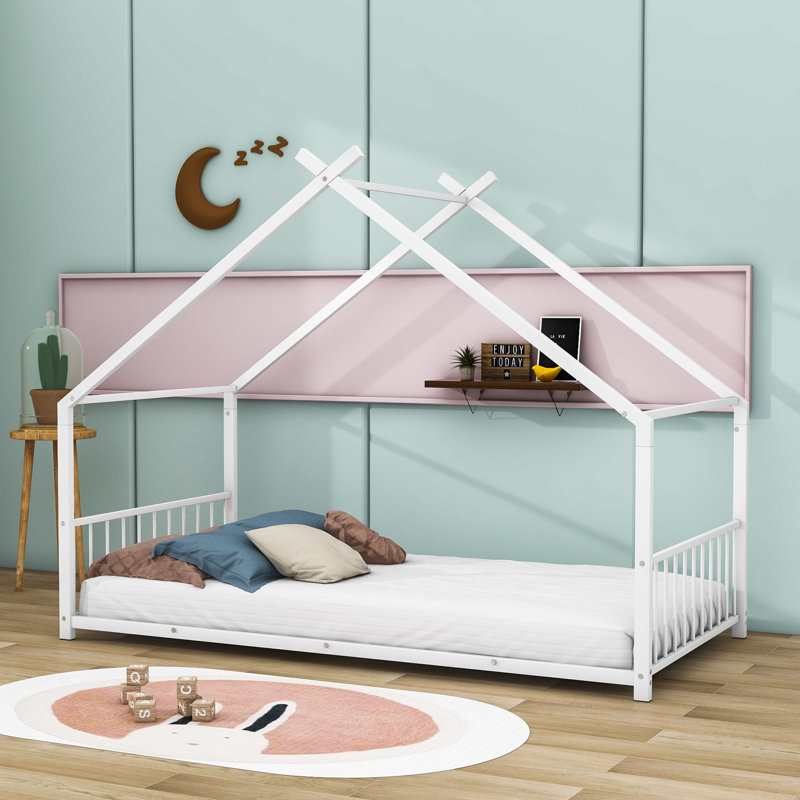 Alaye Metal Platform Bed with Headboard, Full, White