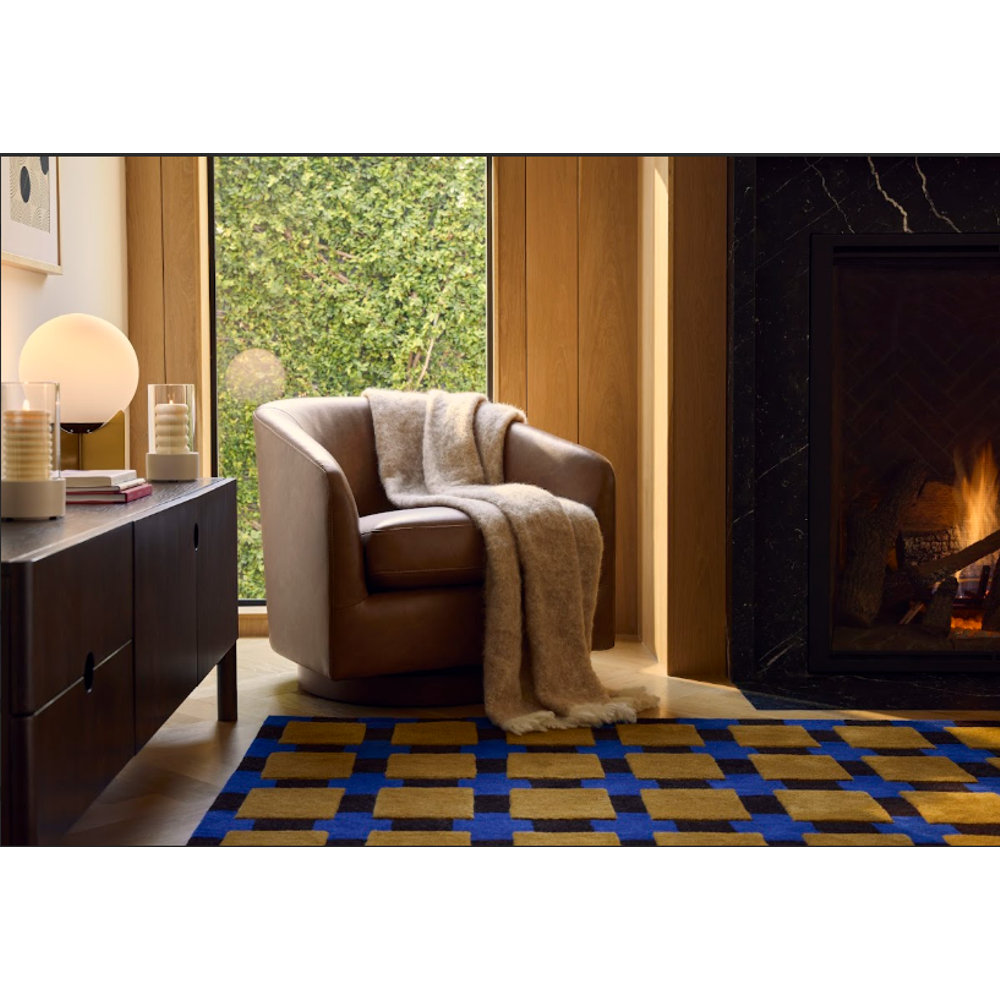 Hand-Tufted Geometric Rug, Rectangle 8' x 10', Blue