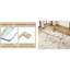 Table en verre transparent de 71 po x 35,4 po et 6 chaises en lin gris, confortable pour les réunions de famille avec un tissu simple et élégant-674865196-674865198