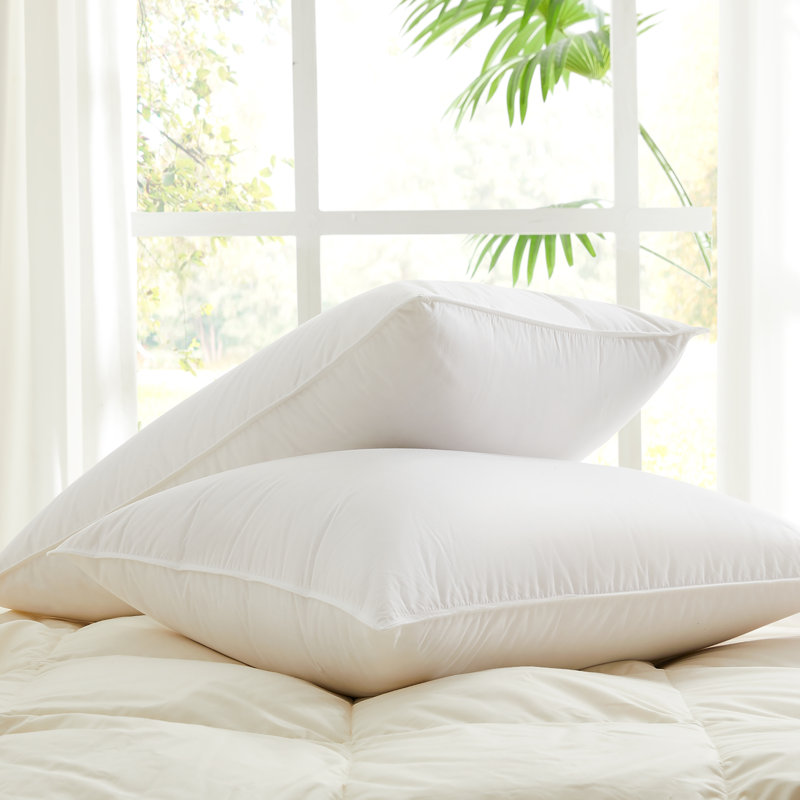 Pair Of Luxury Bridal Pillows - 800 FP White Goose Down - German Milled Fabric (Hypoallergenic + RDS), White, King