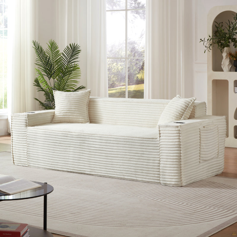 Canapé 3 places sans canapé, aucun assemblage requis, 3, 28.35" H x 80.71" W x 38.58" D, Blanc