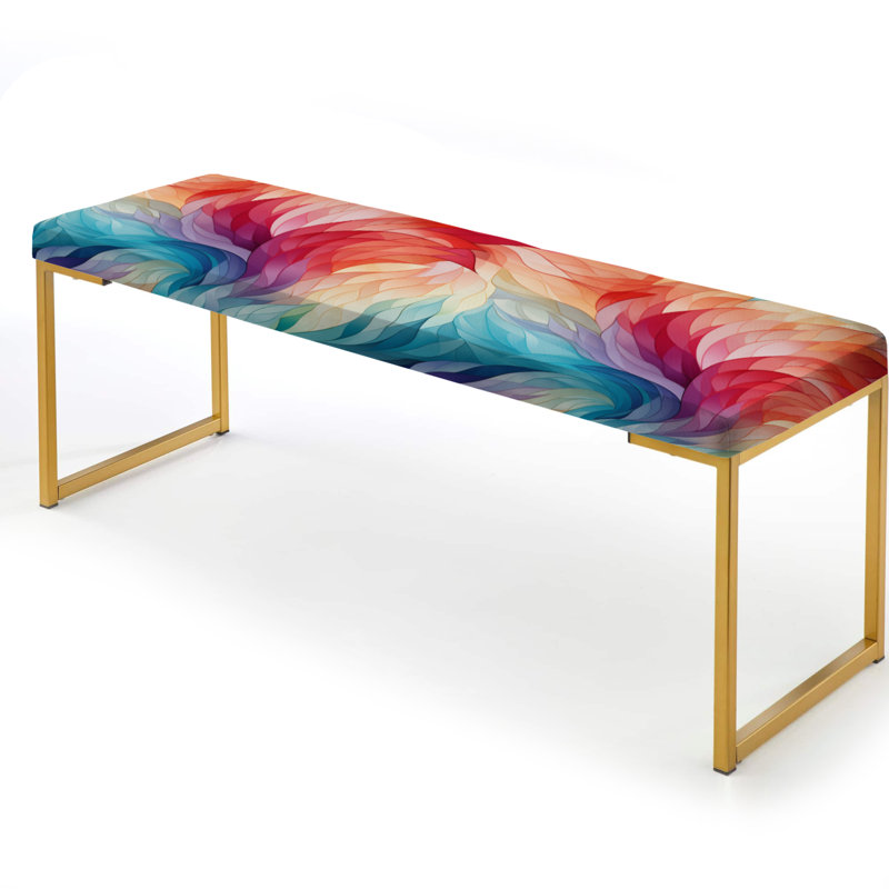 Aquarelle colorée en mouvement - Banc rembourré géométrique doré