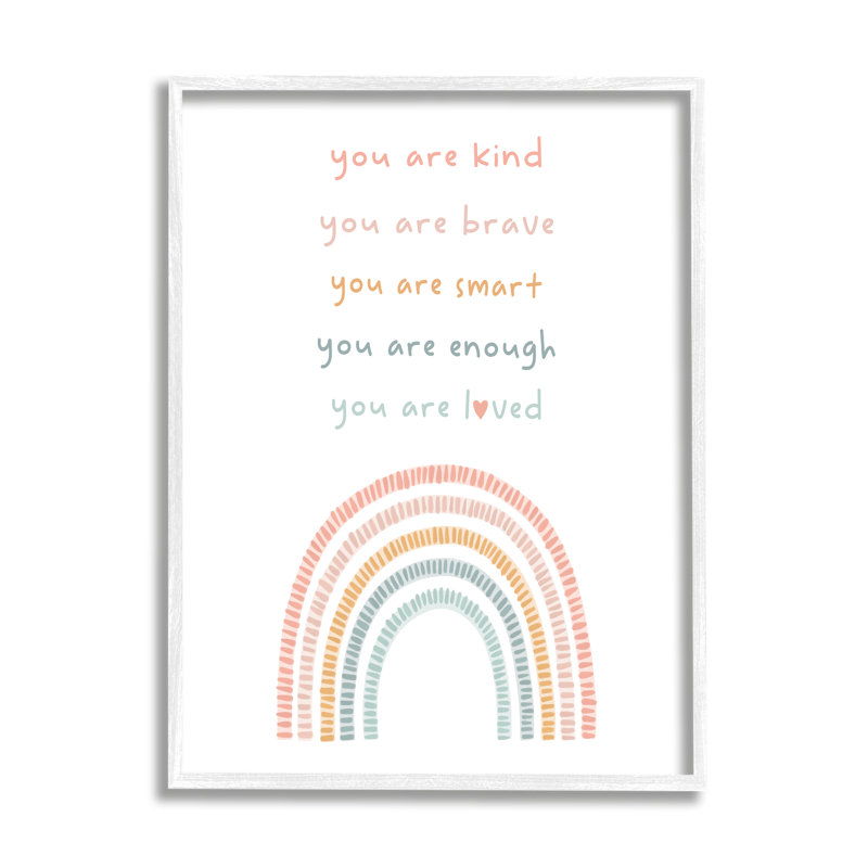 «Inspirational Pastel Rainbow» encadré sur bois par Lil 'Rue, Giclée encadrée blanc bord de mer, H 14 po x l 11 po x P 1,5 po