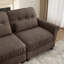 Canapé 3 places avec 2 poufs, accoudoirs arrondis et coussins de soutien lombaire, assise profonde et confortable pour le salon-164982932