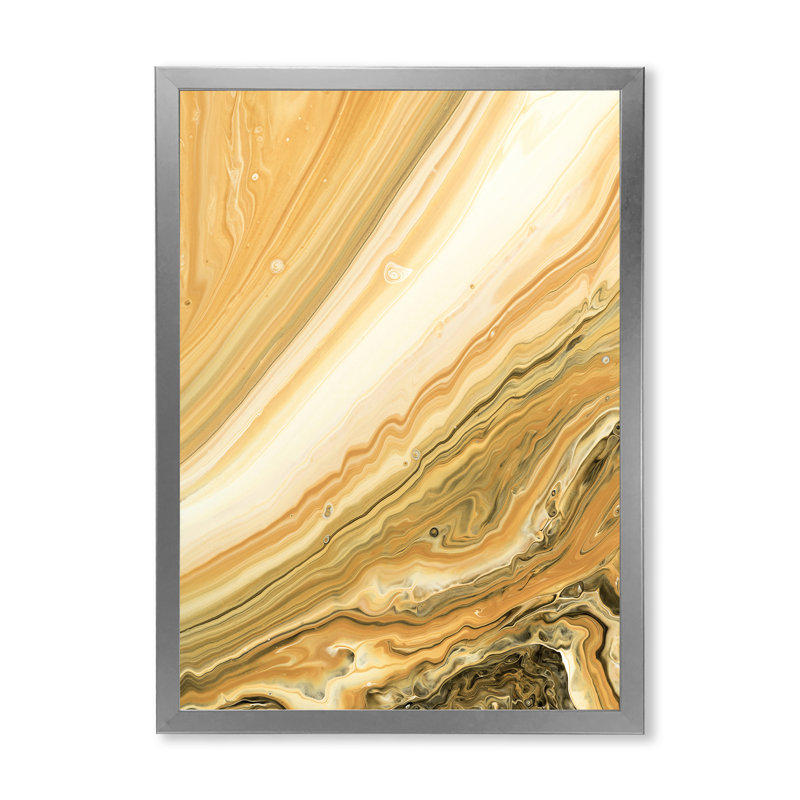 Marbre onyx orange et jaune - peinture sur toile, H 32 po x l 16 po, Cadre photo argenté