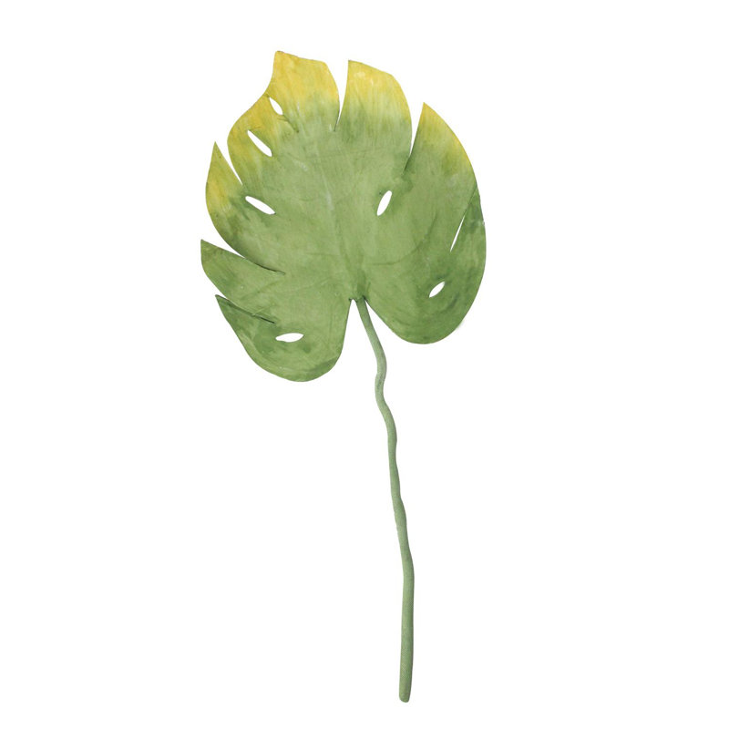 Vaporisateur de Philodendron à feuilles fendues artificielles 26,5 po jaune et vert, H 31,5 po x l 13 po x P 13 po