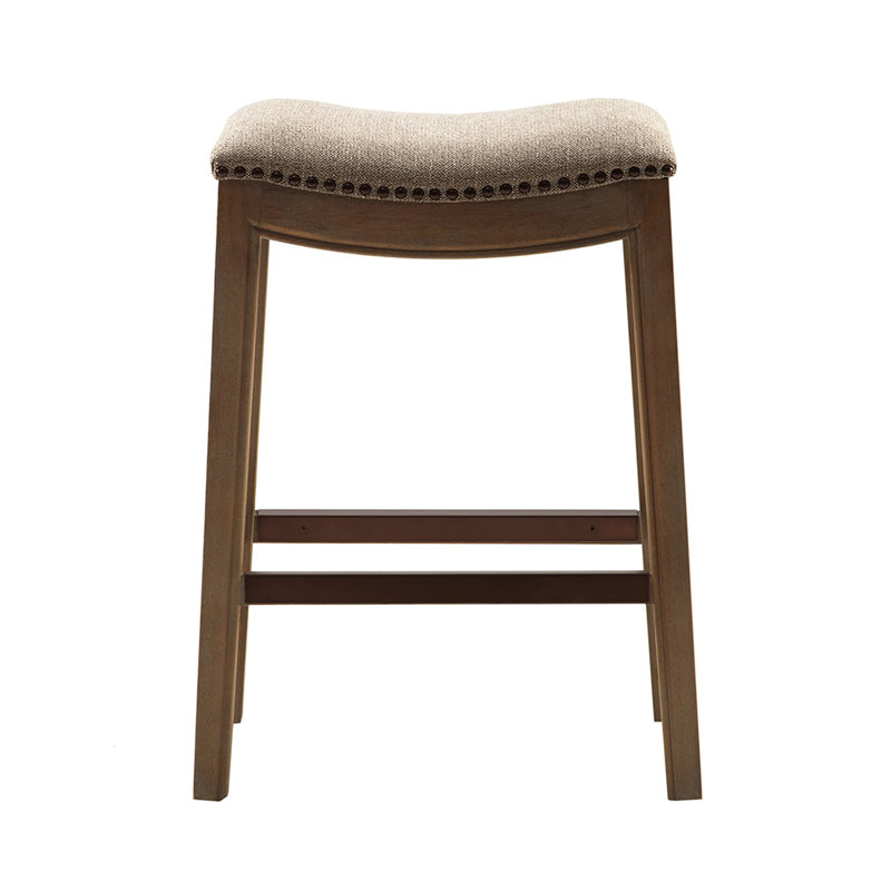Tabouret de comptoir Saddle avec structure en bouleau récupéré et plaque distinctive, Lin lin, Bouleau