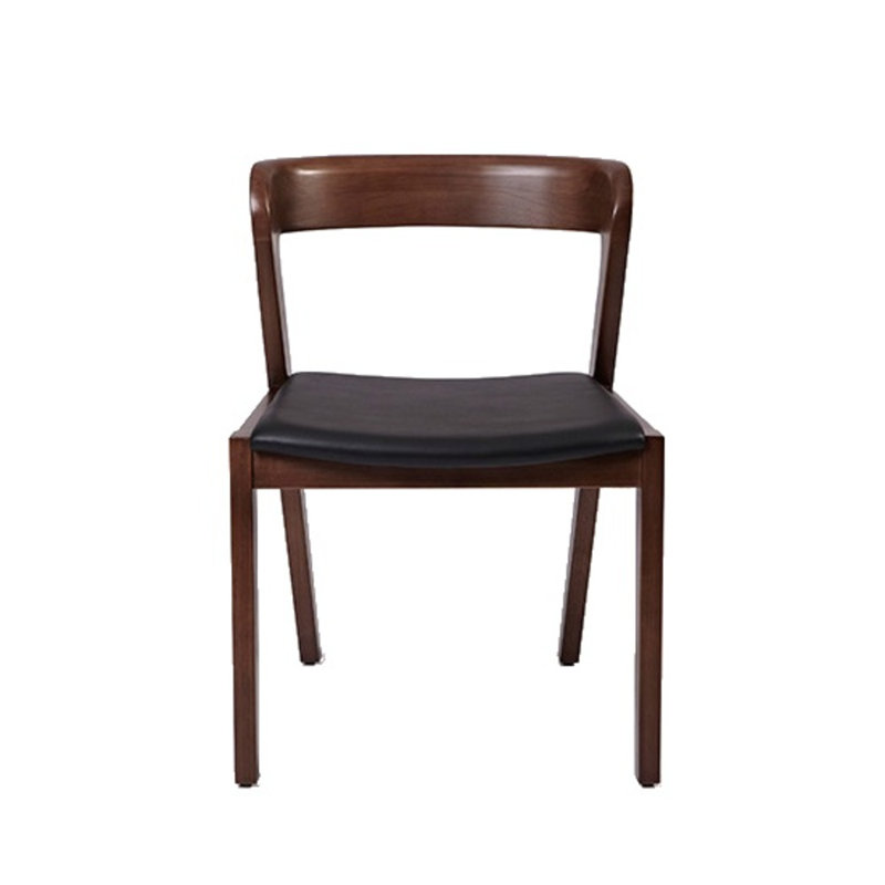 18'' H Genuine Leather Upholstered Walnut Side Chair