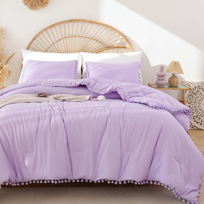 Ensemble d'édredon toutes saisons à franges 2 pièces, literie douce en microfibre OEKO-TEX pour le décor de la chambre