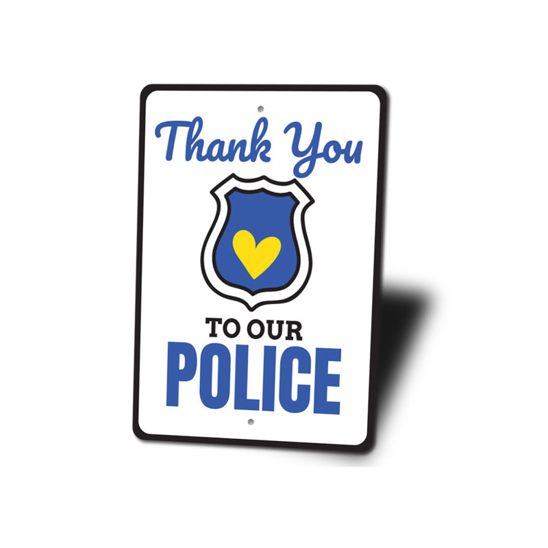 Plaque en aluminium «Police Thank You», H 14 po x l 10 po x P 0,04 po