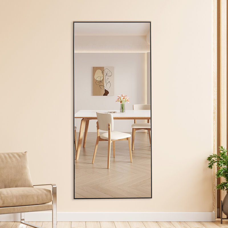 Miroir long 71 po * 31,4 po à cadre en bois massif de la quatrième génération, miroir de vestibule, vestibule de chambre à coucher, miroir décoratif, magasin de vêtements, miroir de plancher au plafond, fixation murale, miroir