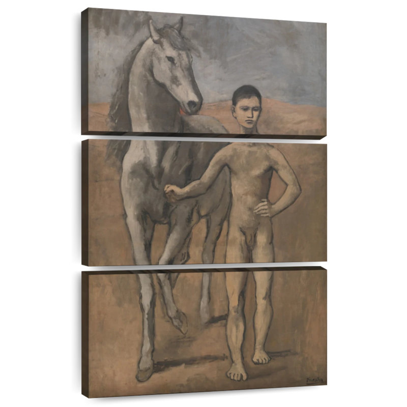 Leisha qui conduit un cheval, H 32 po x l 20 po