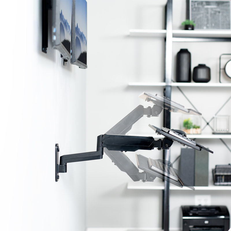 Adjustable Wall Mount Dual Monitor and Keyboard Tray Combo