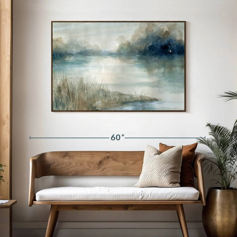 Still Still Waters, 46 po x 31 po, Cadre flottant noyer