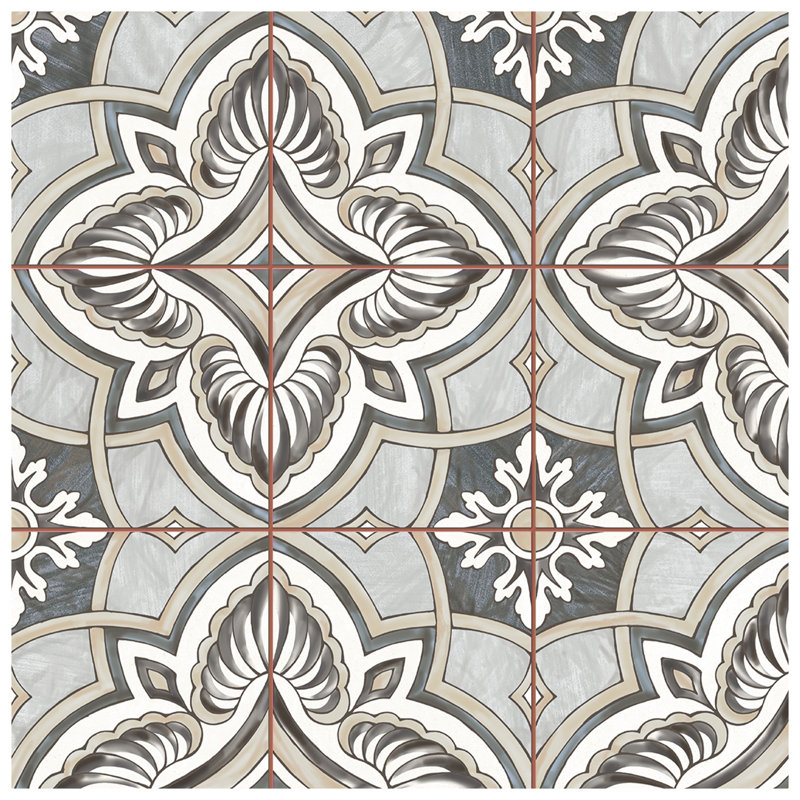 Carreau de céramique à motif pour mur et plancher 13 po x 13 po Harmonia, gris