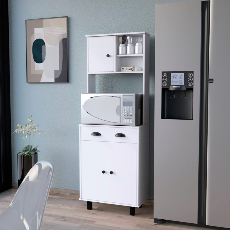 White Kitchen Pantry With 1 Drawer And Shelves For Organized Cooking Area 5 Neat Storage, White