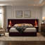 King Size Velvet Bed Frame/Vertical Channel Tufted Wingback Headboard/Upholstered Platform Bed/Strong Wooden Slats/No Box Spring Needed/Easy Assembly-130382490-130382491