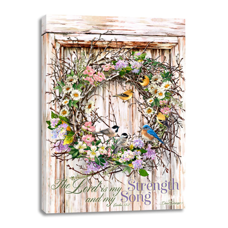 Spring Wreath Canvas Wall Art, 24" H x 18" W x 1" D