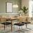 Modern Linen Dining Chairs Set Of 6, Rattan Back & Chrome Base,Black-968235999
