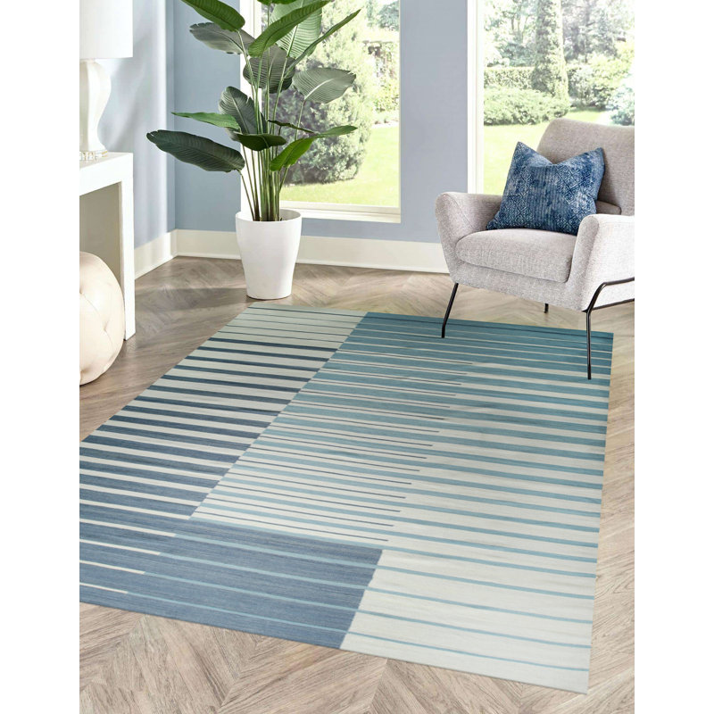 Tapis multicolore en laine tissé à plat Kishanna, Rectangulaire 8 pi x 10 pi