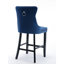 Tabourets de bar contemporains en velours, structure élastique double, coussin en mousse à haute densité - bleu (de 2 chaises fabriquées à la main, pieds en bois massif-116847525