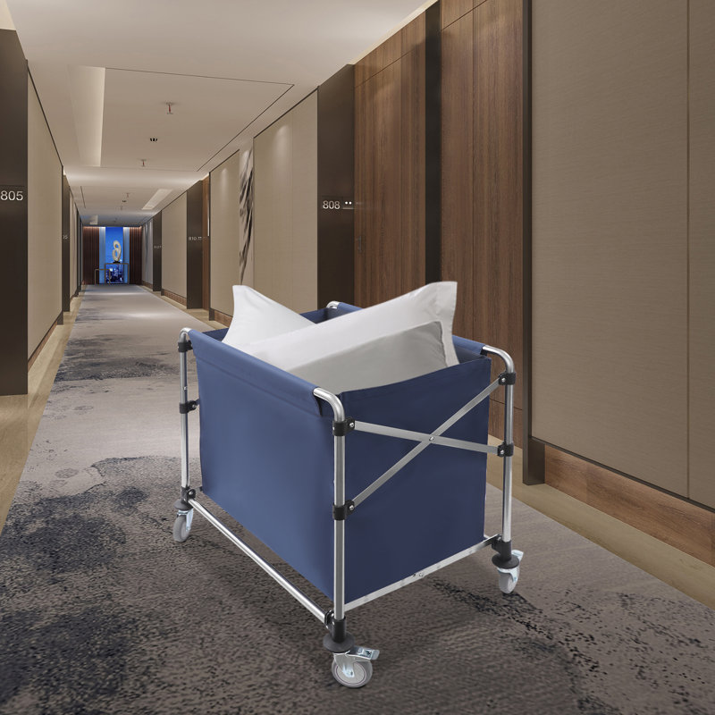 35.43X23.62X34.65” Laundry Cart With Wheels, Blue, 34.65" H x 35.43" W x 23.62" D