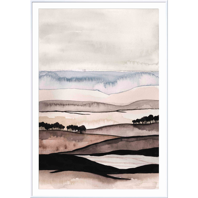 «Strata I» par Grace Popp - peinture encadrée, Blanc, H 20 po x l 30 po