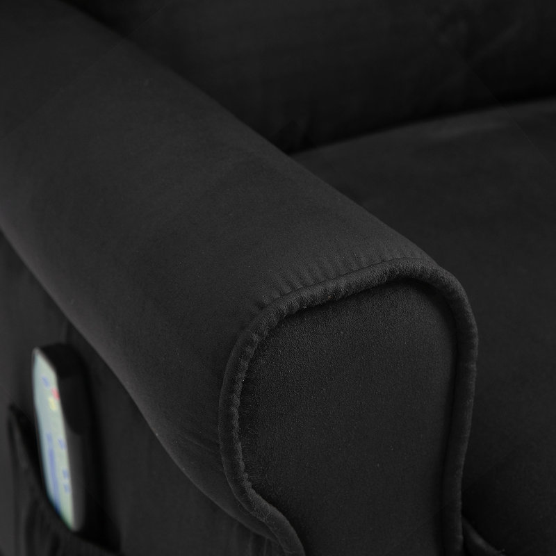 Fauteuil inclinable de massage avec fonction chauffante, télécommande,, Tissu noir