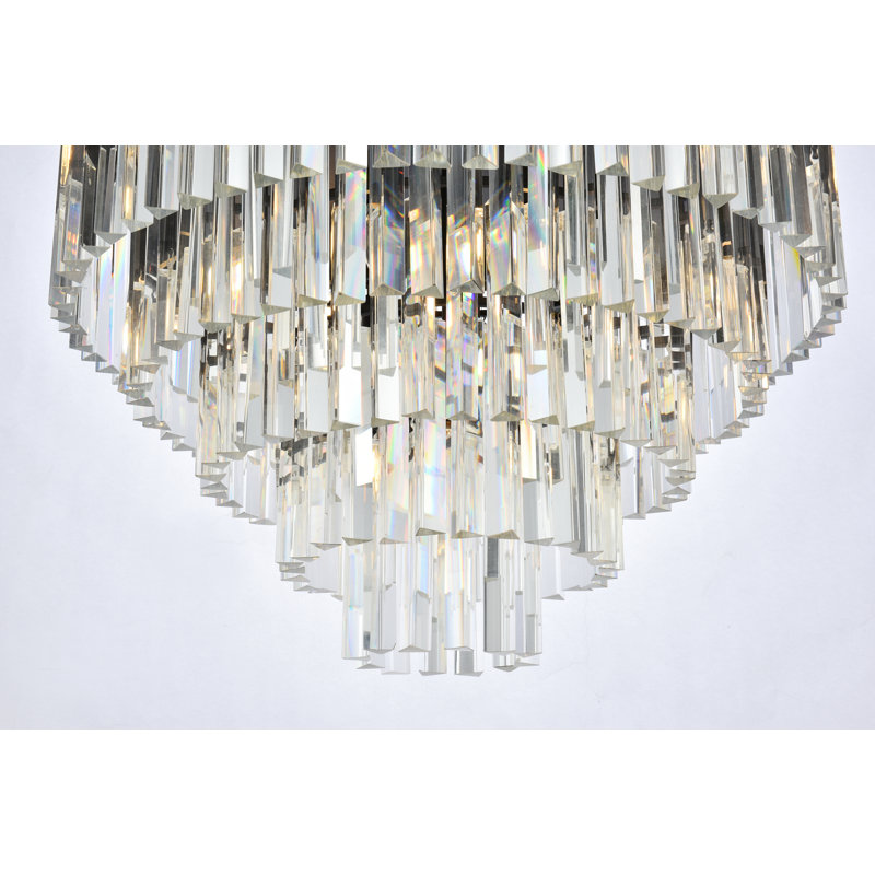 Plafonnier encastré à 7 lumières de style lustre 32 po Yazmin, Brun moka, Cristal (transparent)