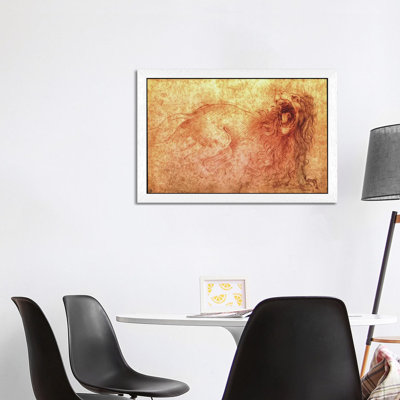 Sketch Of A Roaring Lion by Leonardo Da Vinci - Painting on Canvas